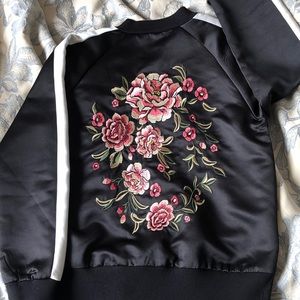 Floral Embroidered Bomber Jacket